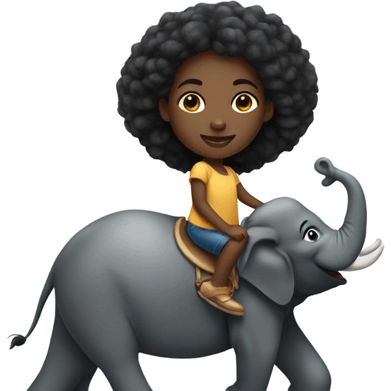 Black girl riding elephant emoji