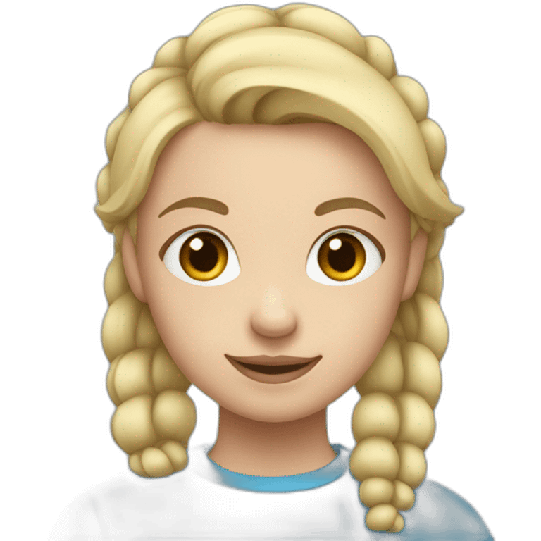 blonde girl with two pigtails in blue top emoji