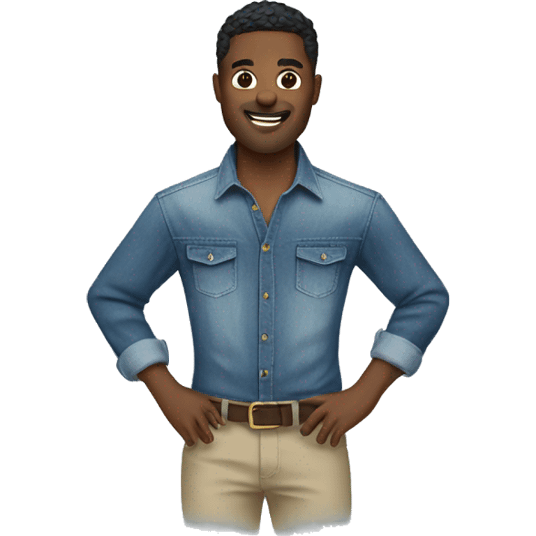 stylish male in denim button down shirt emoji