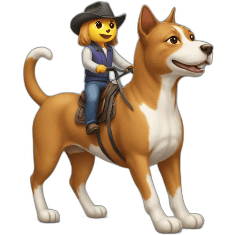 cat riding dog like a horse emoji