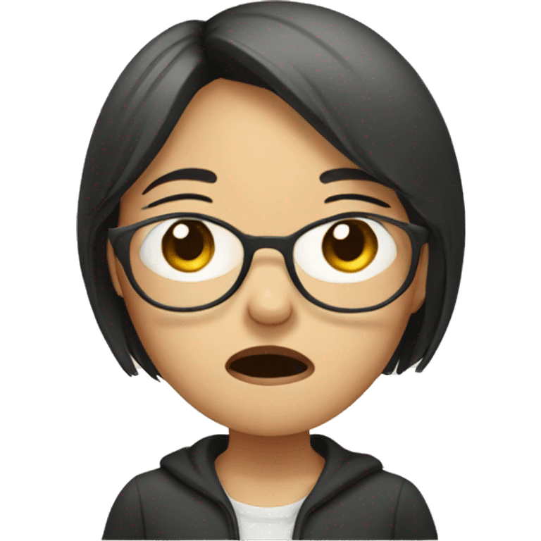 Crying Asian female with glasses  emoji