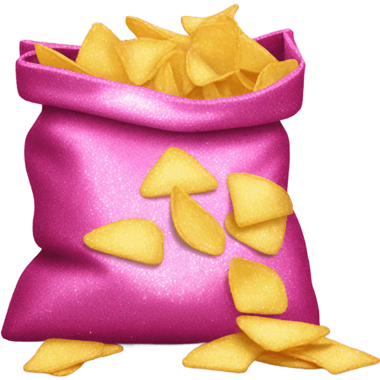 Pink bag of chips with glitter  emoji