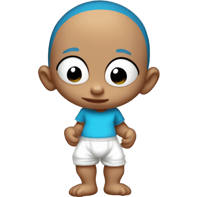 HAIRLESS BABY IN DIAPER WITH BLUE T-SHIRT, RUGRATS emoji