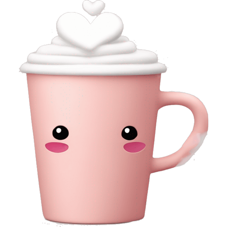 blush pink coffee cup with heart-shaped foam art on top emoji