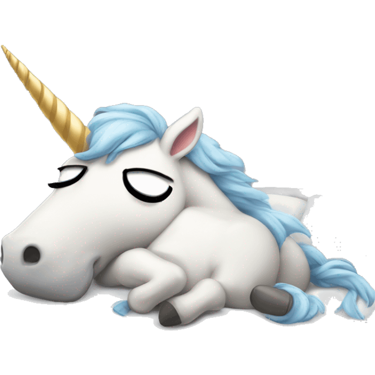 sick unicorn lying in bed emoji