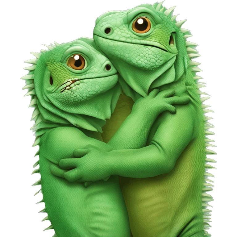 Iguanas hugging emoji