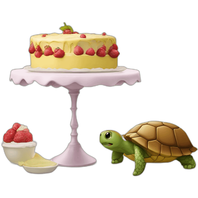 Tortue qui mange un gâteau emoji