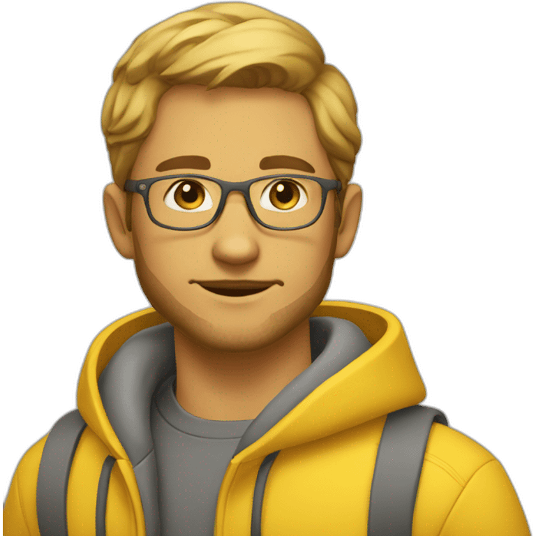 Young Man, very very slight beard, sun yellow clothes, clear glasses  emoji