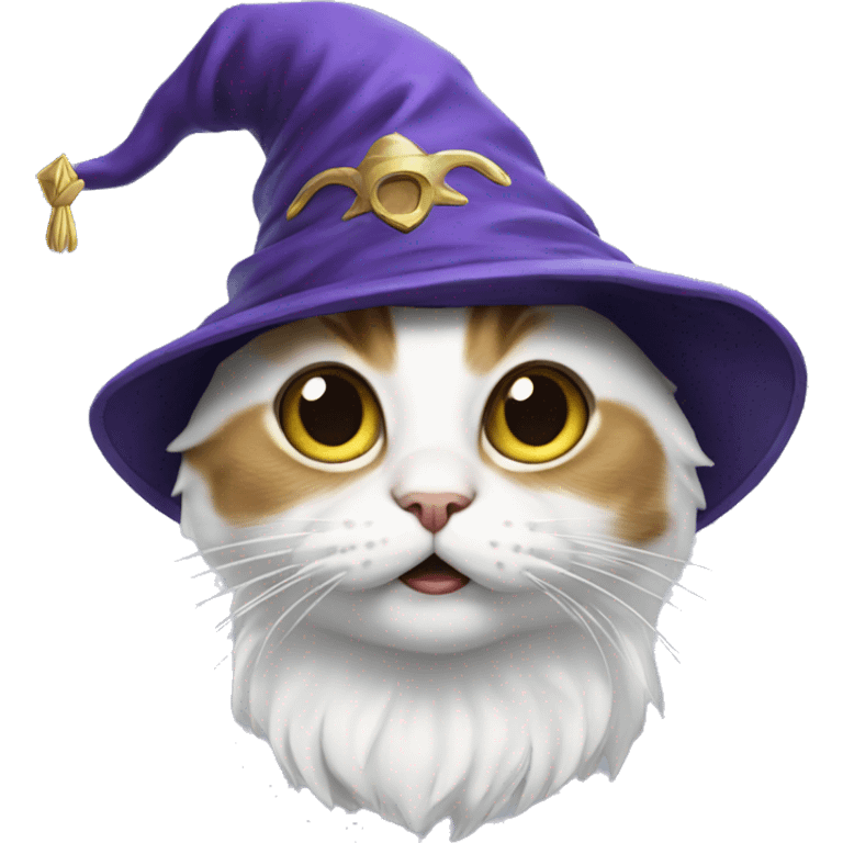 Suprised cat with a wizard hat  emoji