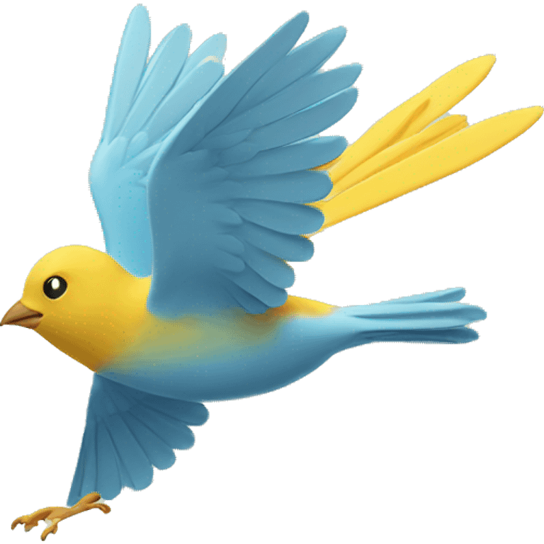 yellow bird flapping its wings through the clear blue sky emoji