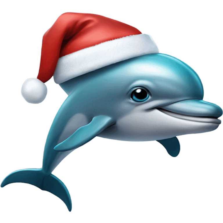 Dolphin with a Santa hat emoji