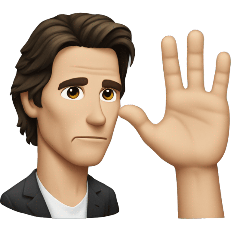 Christian Bale from American Psycho holding his hand in the shape of an L on his forehead. emoji