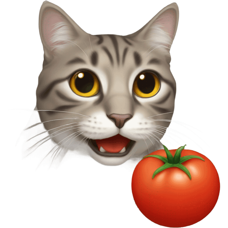 Cat eating tomato  emoji