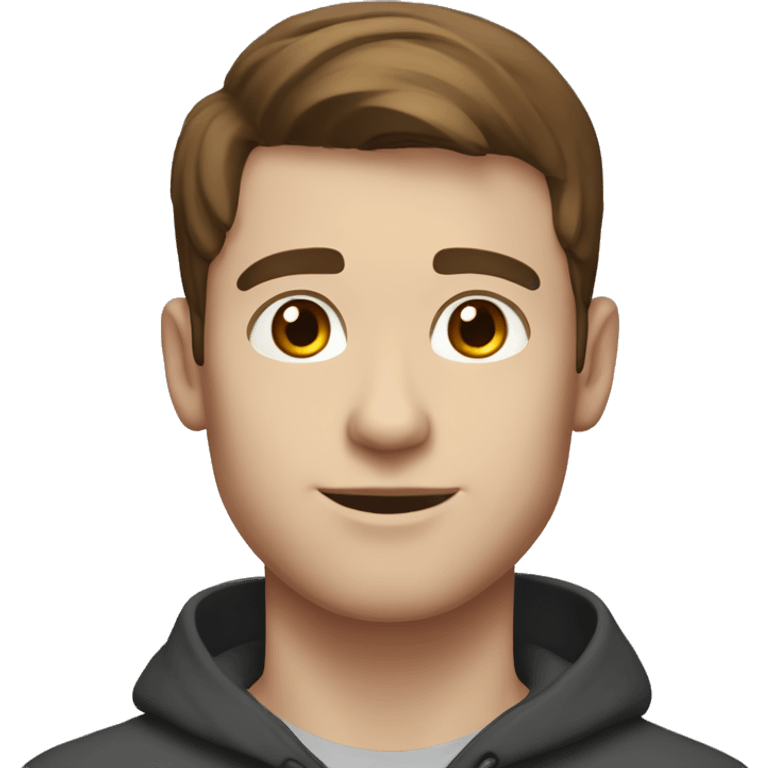 short brown hair man, 24 yo, brown eyes, white skin. half body shown.  emoji