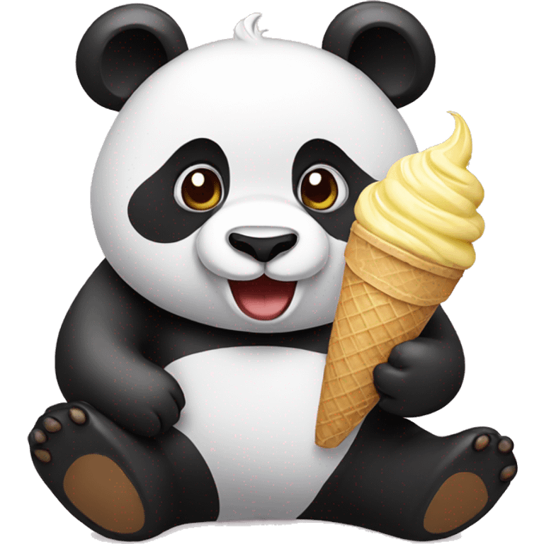 Panda eating ice cream emoji