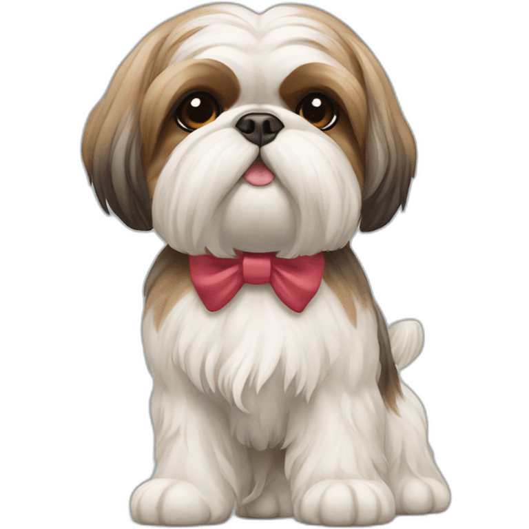 Dog Shih Tzu with a bow on head full-body emoji