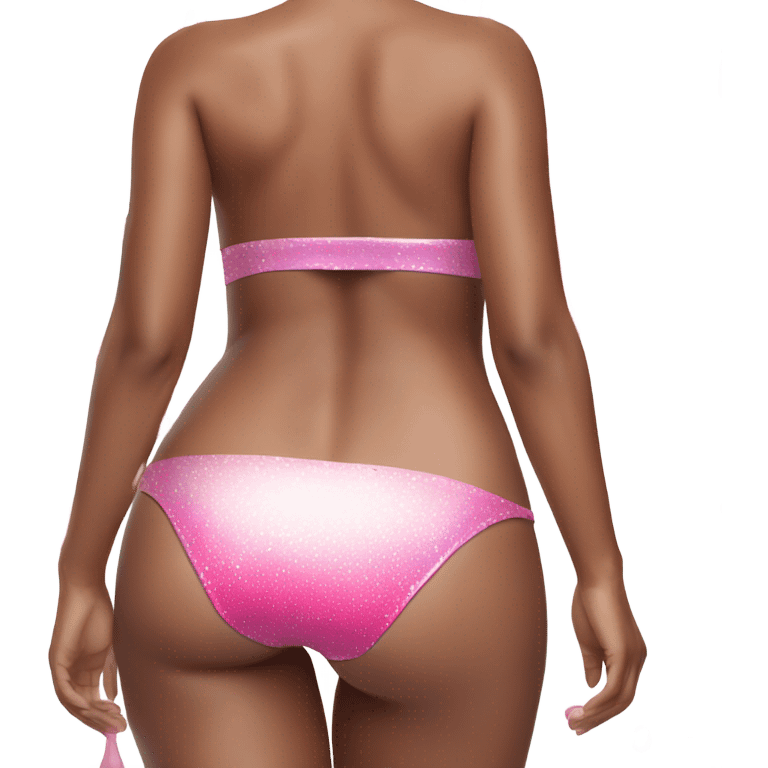 Woman backwards wearing glittery-pink bikini with dripping white paint  emoji