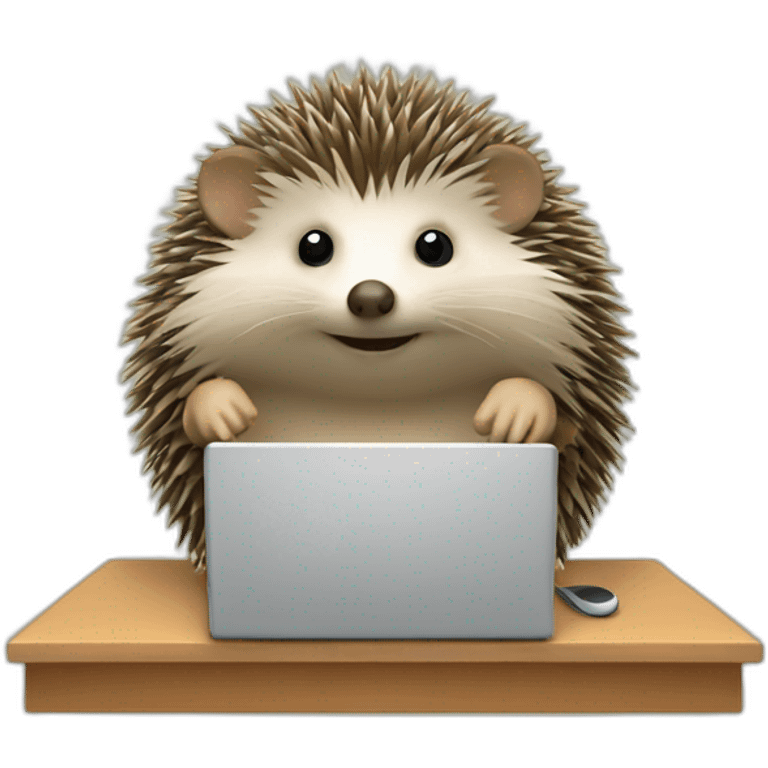 hedgehog working on a laptop emoji