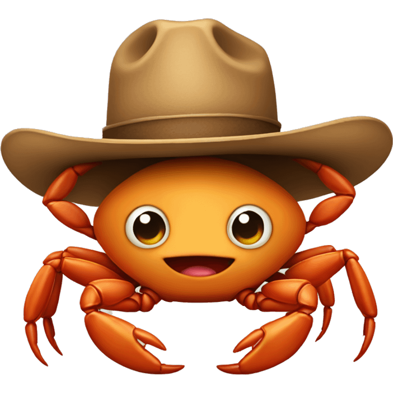 Baby crab wearing a cowboy hat emoji