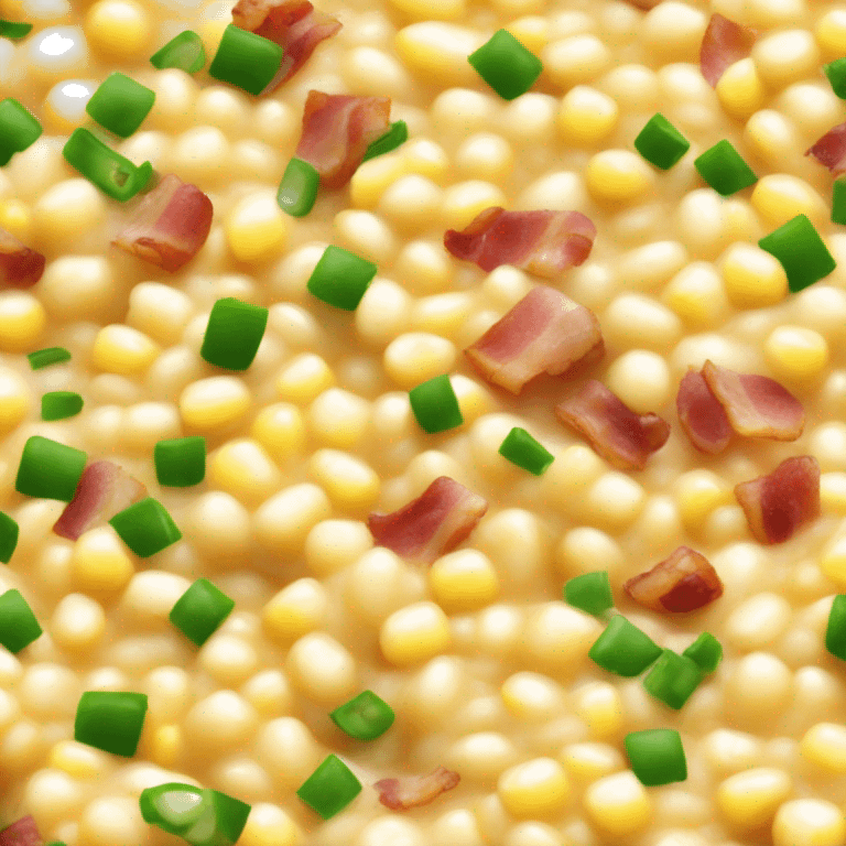 risotto with corn and bacon bits and green onions emoji