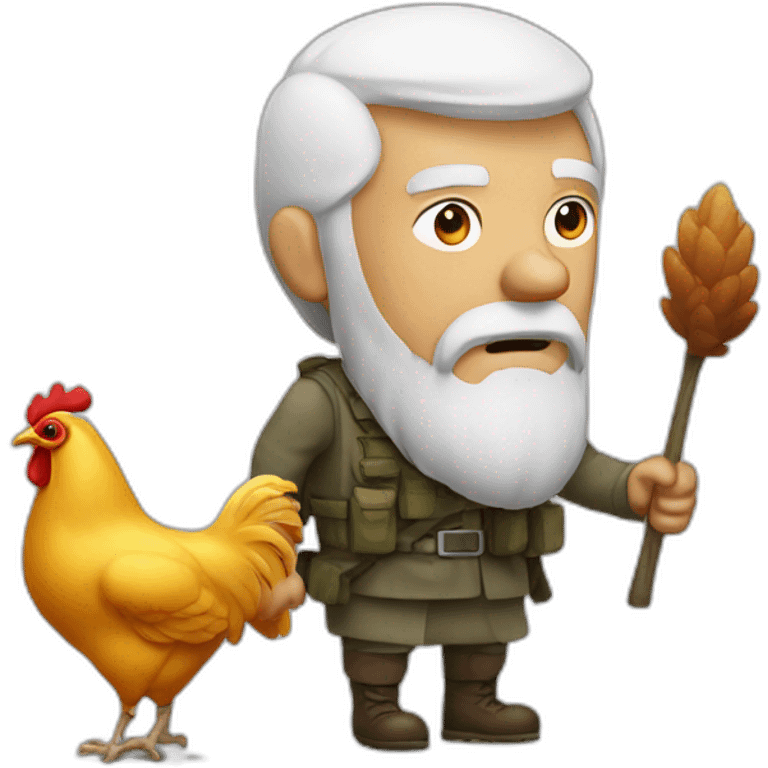 old man going to war with chicken emoji