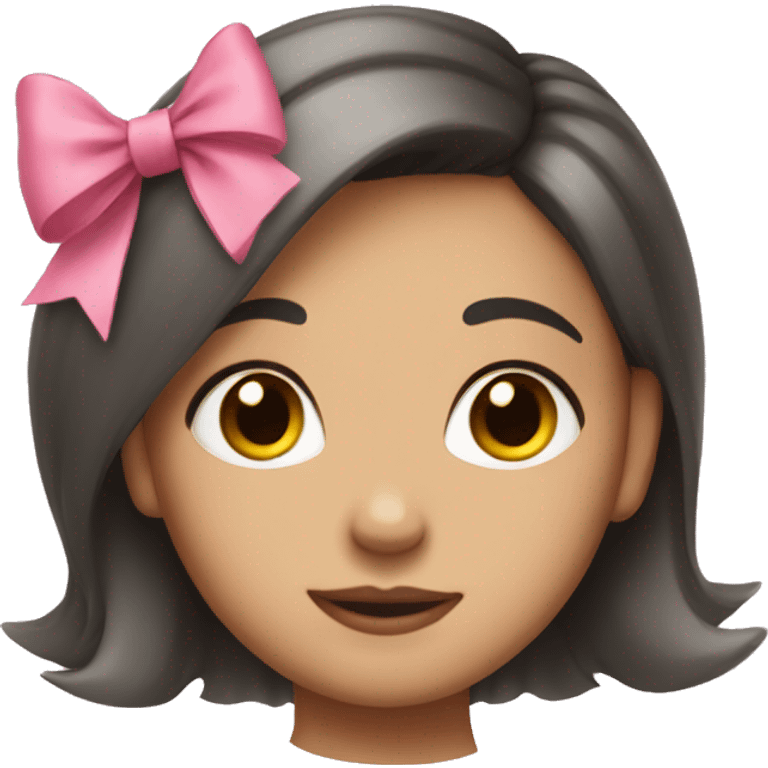 cute short hair girl with pink bow on the left side hair emoji