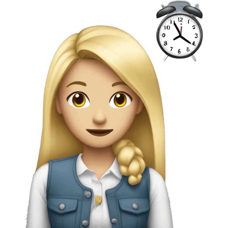 girl blonde and the clock behind her emoji