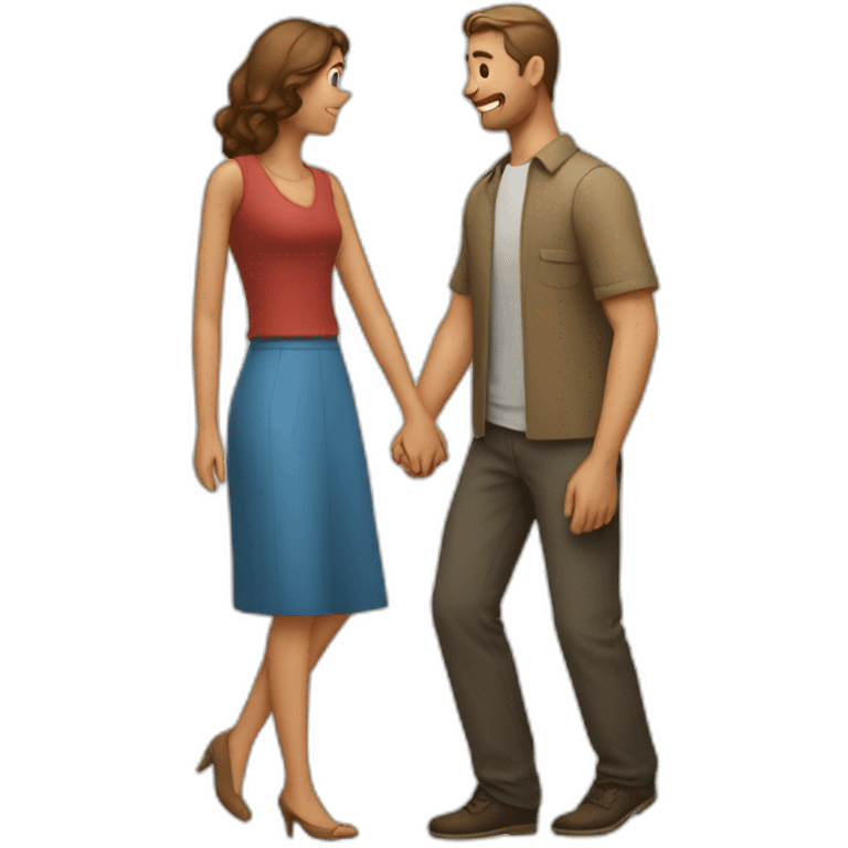 couple holding hands with man looking back at other woman emoji