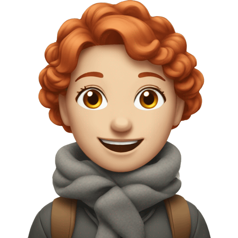 Red hair girl being happy in winter  emoji