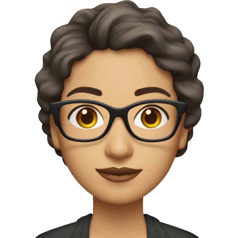 profesora morena pelo mediano gafas simpática emoji