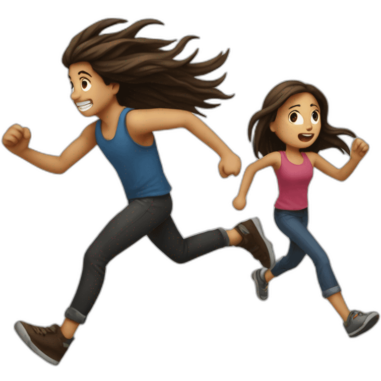  Girl running away from a dirty boy with long hair emoji