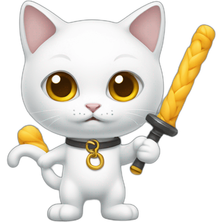 White-cat-with-nunchucks emoji