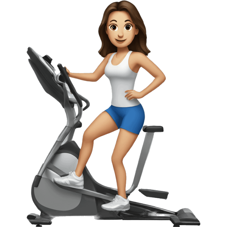 exercise elliptical brunette woman emoji