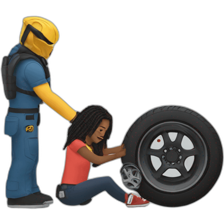 the predator changing a car tyre emoji