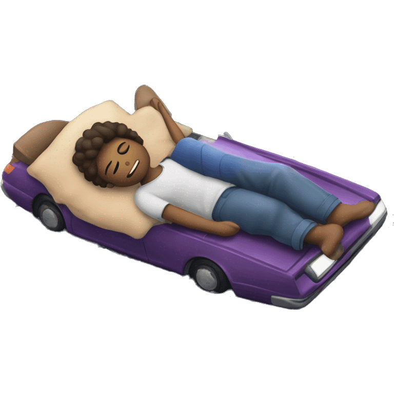 Someone sleeping on the car looking up at the night galaxy surrounded by nature  emoji