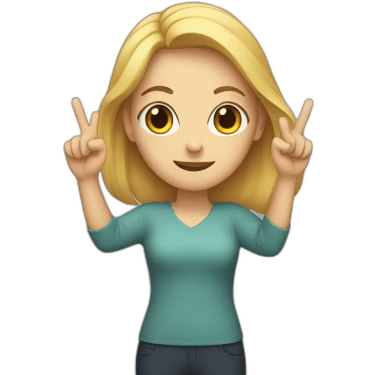 white woman ups two fingers emoji