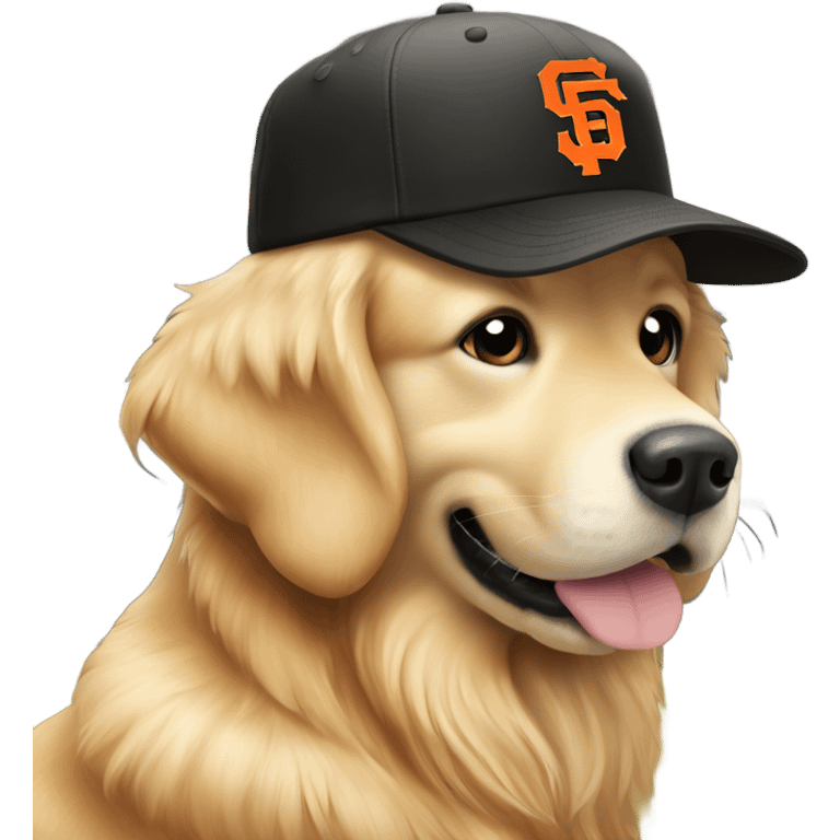 Golden retriever in sf giants hat emoji