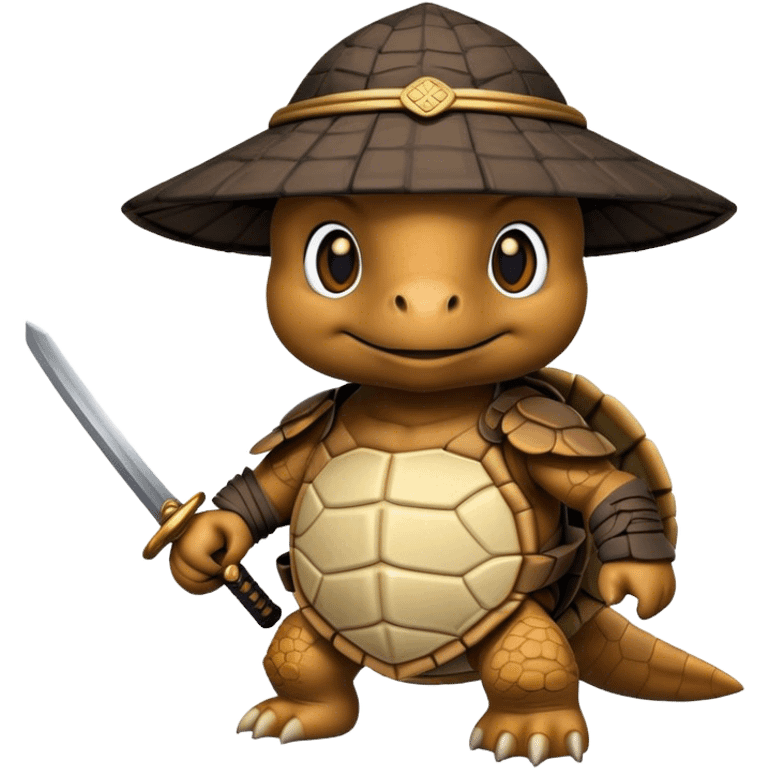 Turtle samurai with hat emoji