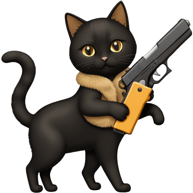 Black cat carrying a glock emoji