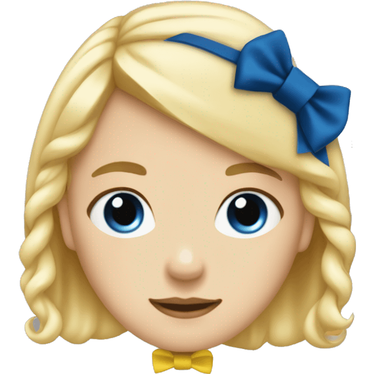 girl with blonde hair to shoulders with a sailor headbow with a sailor top with a yellow bowtie with blue eyes emoji