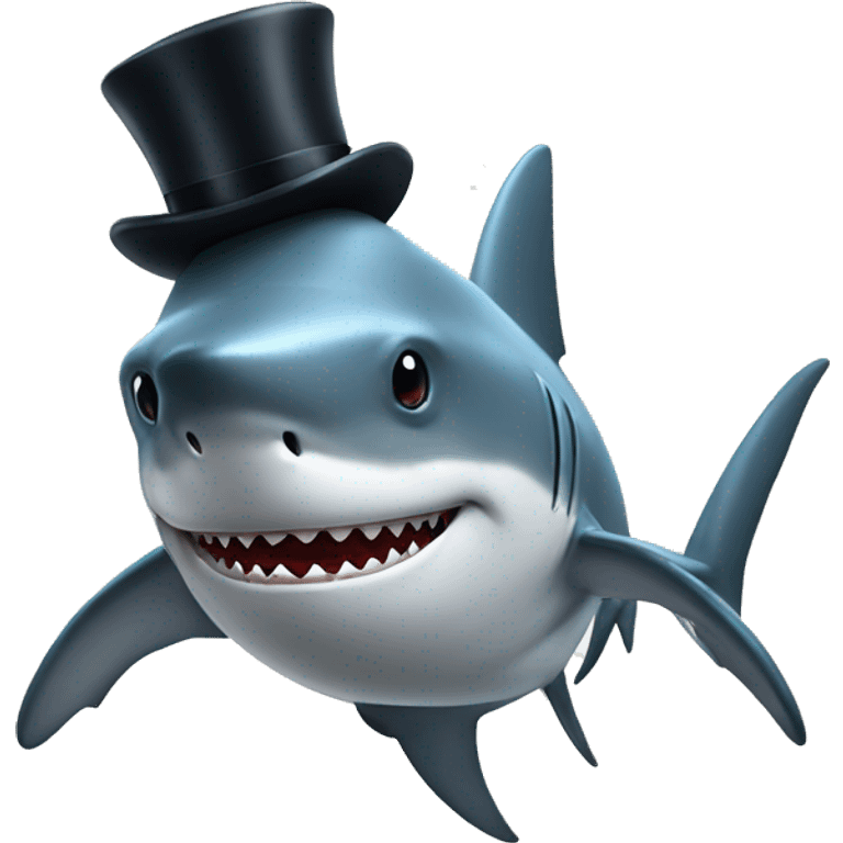 Shark with a top hat emoji