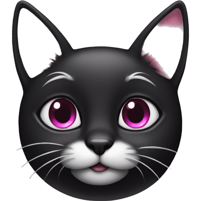 Cute black cat with pink with cute eyes  emoji