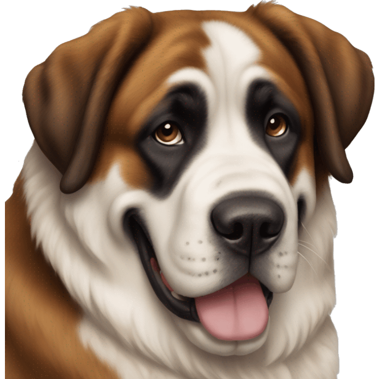 saint bernard dog sitting and smiling emoji