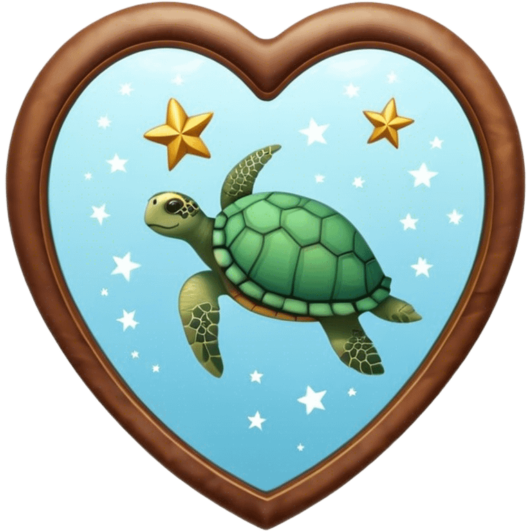 Heart shaped Mirror with turtle and stars emoji