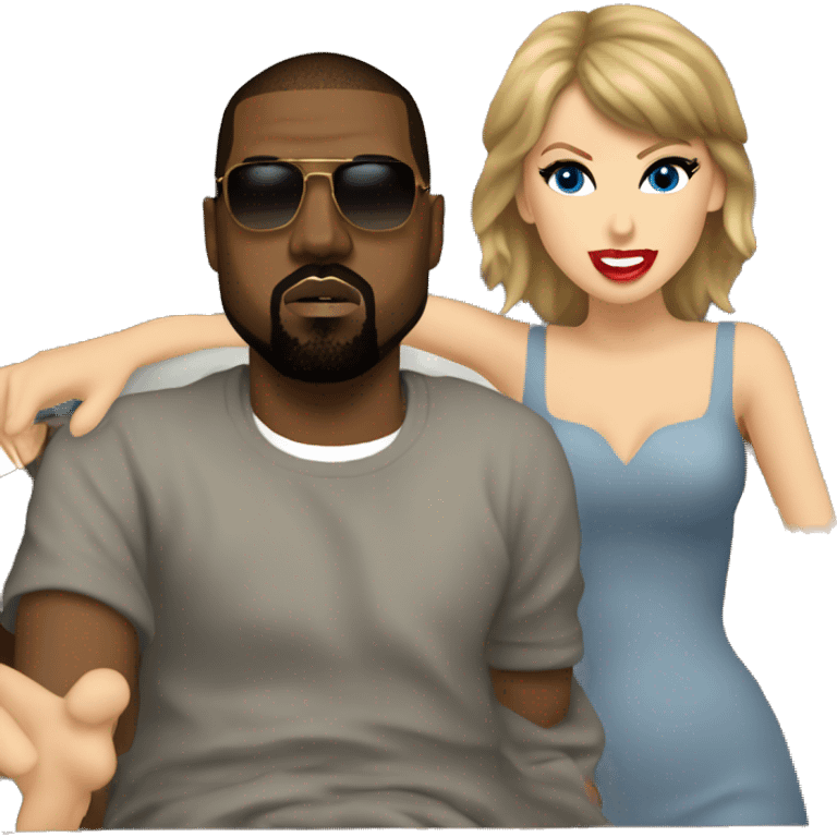 Kanye west with Taylor swift on a boat emoji