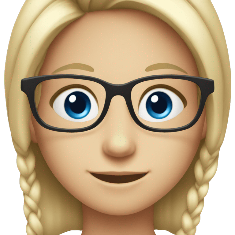 smiling girl with glasses blue eyes emoji