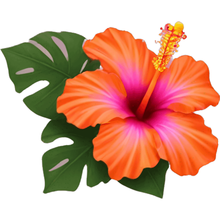 multicolored orange and pink hibiscus  emoji