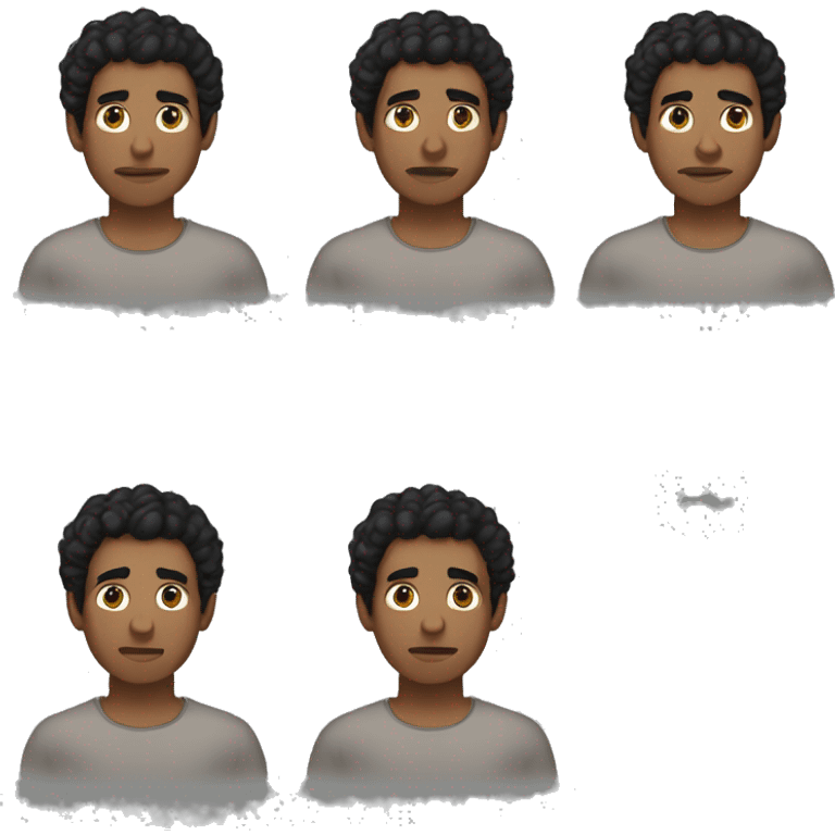 A 23 year old, North African man, with short black hair, with none facial hair,   with brown eyes wearing a t-shirt. emoji