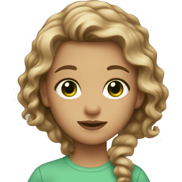 Girl with green eyes and light brown wavy hair  emoji