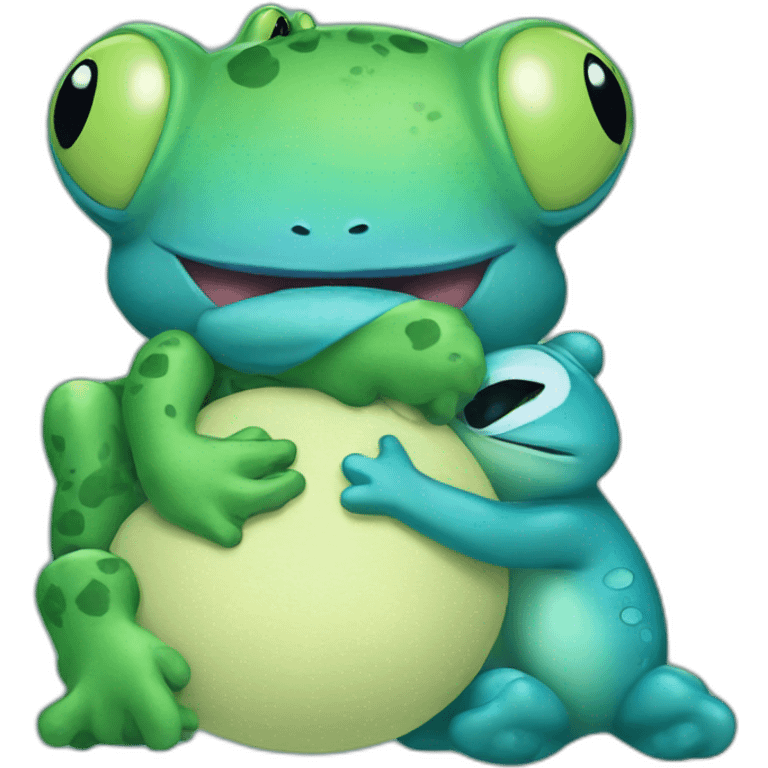 Stitch and frog hugs  emoji